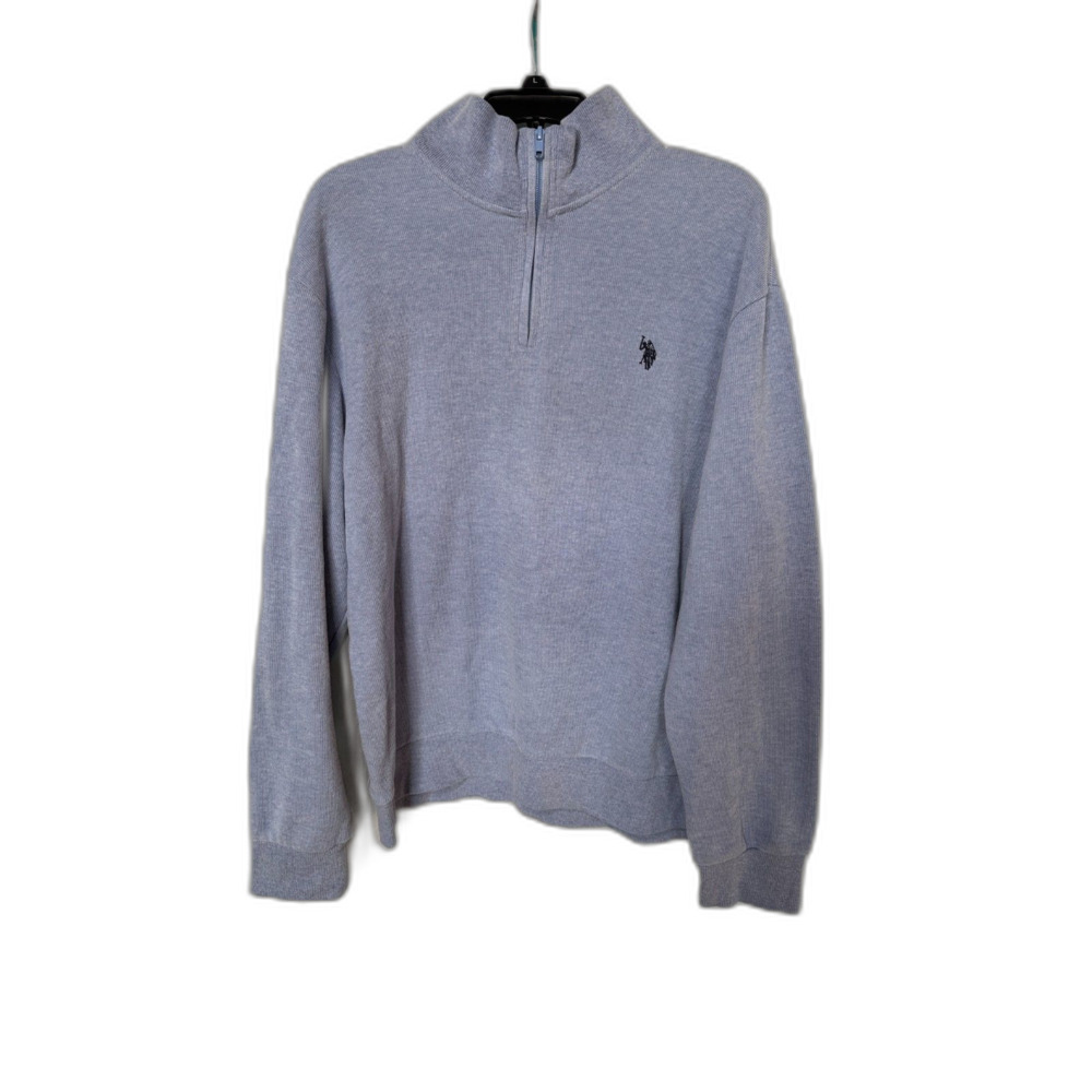 Vintage US Polo Assn Quarter Zip Pullover Sweatshirt Periwinkle Blue — Size XL